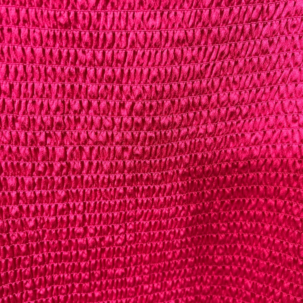 NSR HOT PINK SMOCKED STRETCHY DRESS WITH BALOON SHORT SLEEVES - Picture 7 of 13